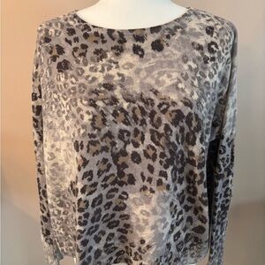 Kinross Gray and Black Leopard Print Sweater